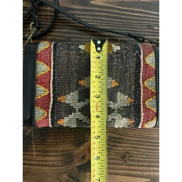 Kilim Butterfly Clutch Crossbody Strap- Western Aztec Design - Picture 7 of 8